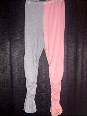 Two-Tone Pink and Gray Leggings